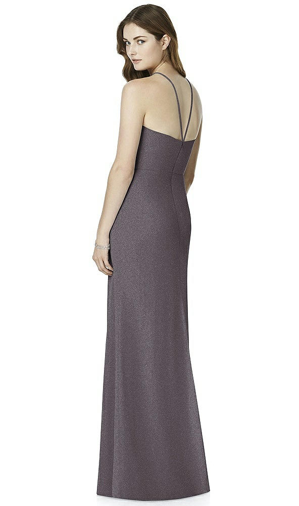 Back View - Stormy Silver After Six Shimmer Bridesmaid Dress 6762LS
