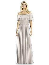 Front View Thumbnail - Taupe Silver After Six Shimmer Bridesmaid Dress 6763LS