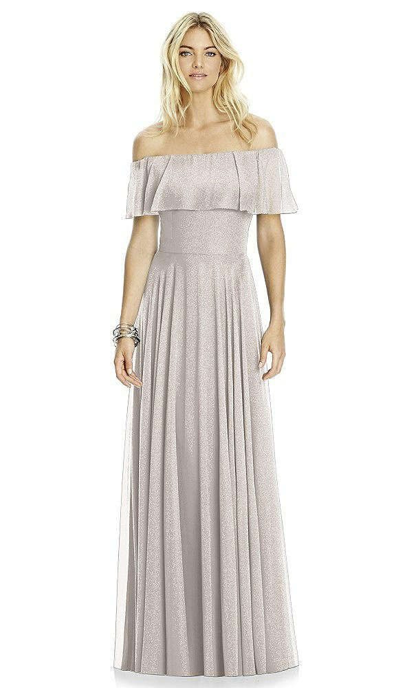 Front View - Taupe Silver After Six Shimmer Bridesmaid Dress 6763LS