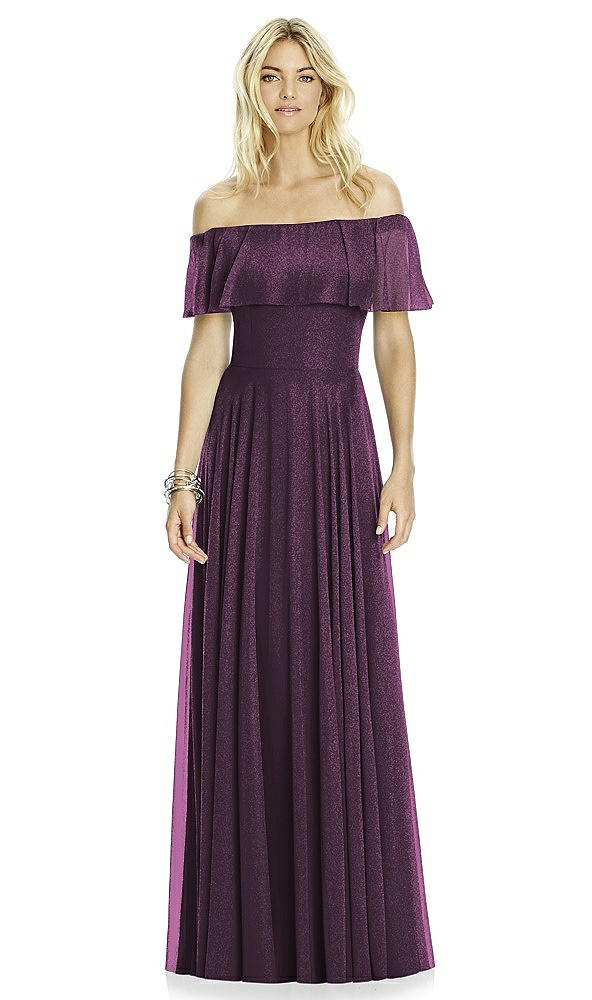 Front View - Aubergine Silver After Six Shimmer Bridesmaid Dress 6763LS