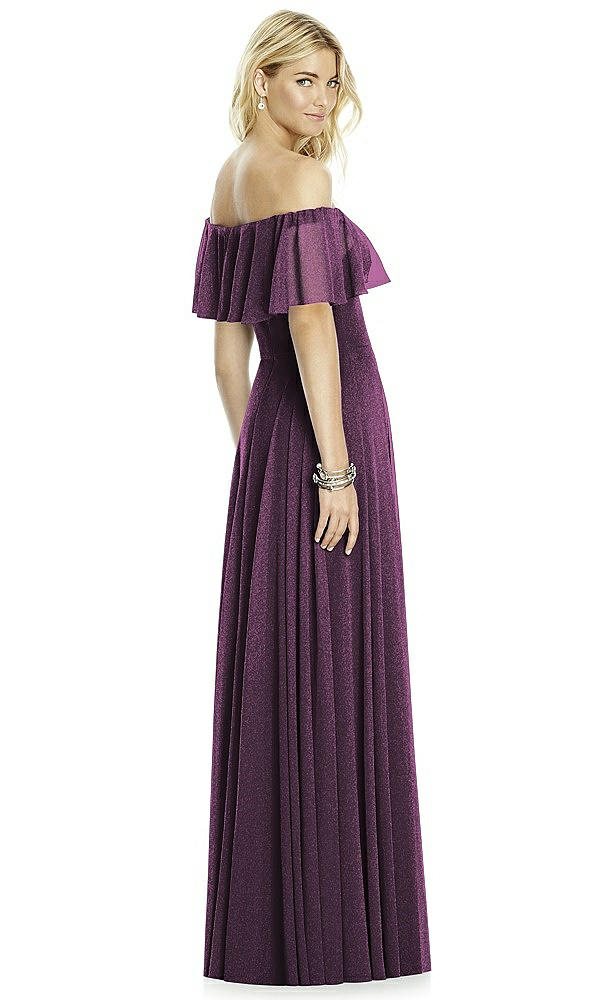 Back View - Aubergine Silver After Six Shimmer Bridesmaid Dress 6763LS