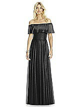 Front View Thumbnail - Black Silver After Six Shimmer Bridesmaid Dress 6763LS