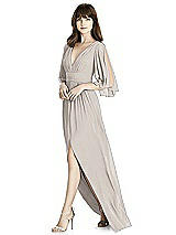 Front View Thumbnail - Taupe Silver After Six Shimmer Bridesmaid Dress 6777LS