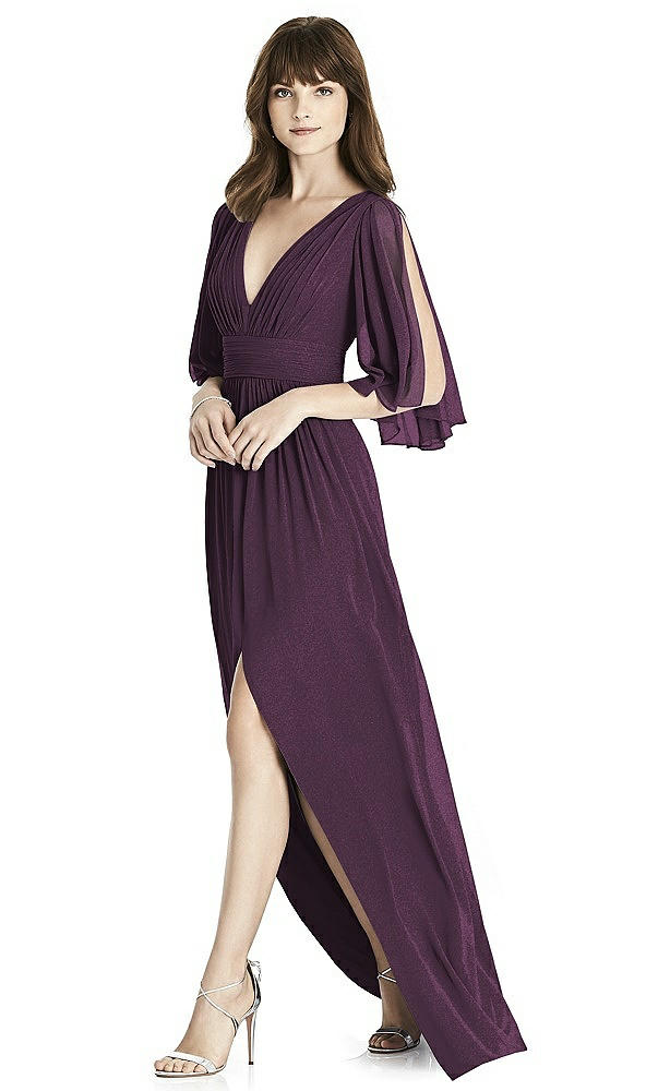 Front View - Aubergine Silver After Six Shimmer Bridesmaid Dress 6777LS