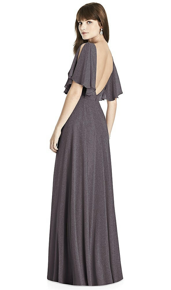Back View - Stormy Silver After Six Shimmer Bridesmaid Dress 6778LS