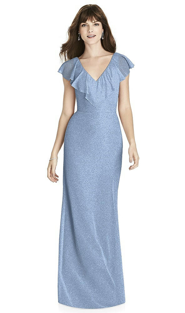 Front View - Cloudy Silver After Six Shimmer Bridesmaid Dress 6779LS