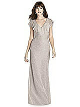 Front View Thumbnail - Taupe Silver After Six Shimmer Bridesmaid Dress 6779LS