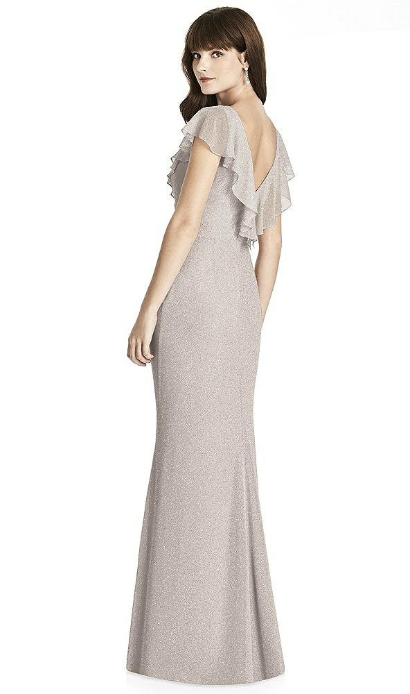 Back View - Taupe Silver After Six Shimmer Bridesmaid Dress 6779LS