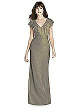 Front View Thumbnail - Mocha Gold After Six Shimmer Bridesmaid Dress 6779LS