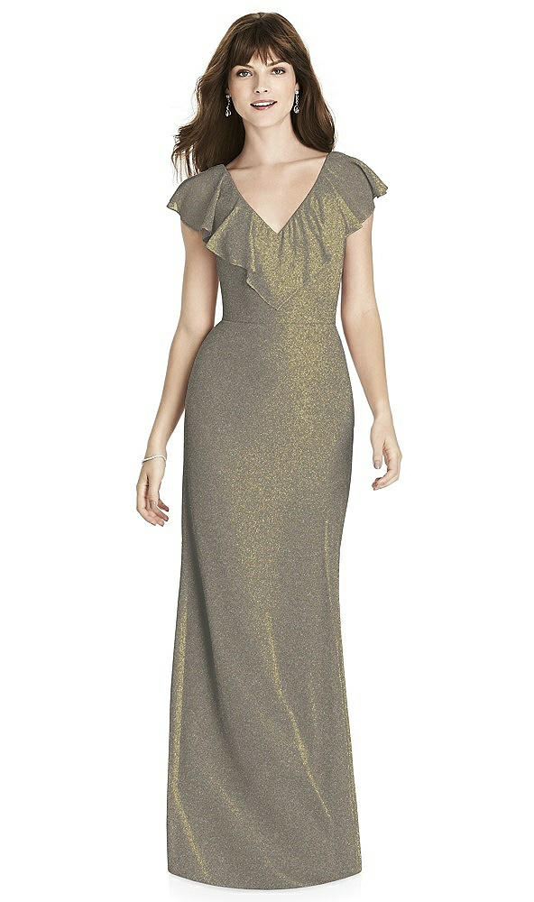 Front View - Mocha Gold After Six Shimmer Bridesmaid Dress 6779LS
