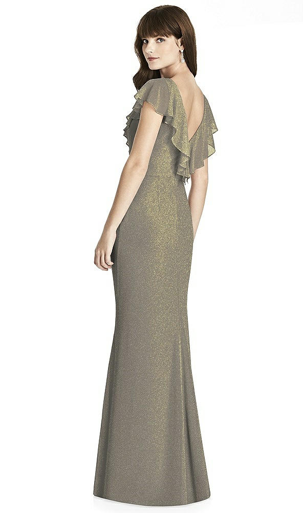 Back View - Mocha Gold After Six Shimmer Bridesmaid Dress 6779LS