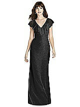 Front View Thumbnail - Black Silver After Six Shimmer Bridesmaid Dress 6779LS