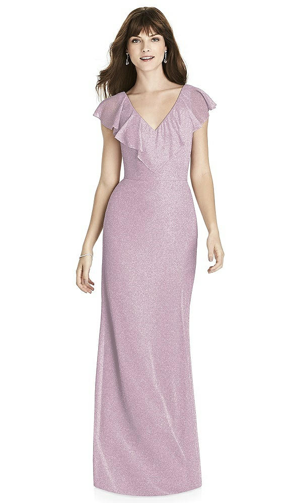 Front View - Suede Rose Silver After Six Shimmer Bridesmaid Dress 6779LS