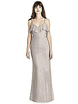 Front View Thumbnail - Taupe Silver After Six Shimmer Bridesmaid Dress 6780LS