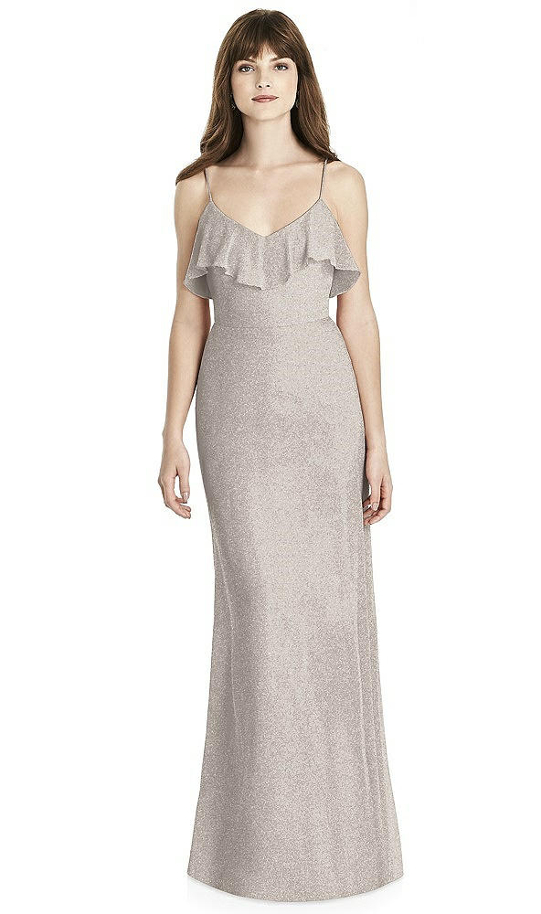 Front View - Taupe Silver After Six Shimmer Bridesmaid Dress 6780LS