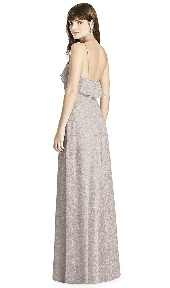 Back View - Taupe Silver After Six Shimmer Bridesmaid Dress 6780LS