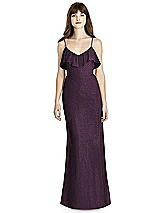 Front View Thumbnail - Aubergine Silver After Six Shimmer Bridesmaid Dress 6780LS