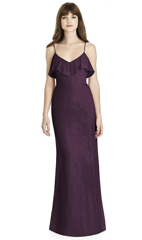 Front View - Aubergine Silver After Six Shimmer Bridesmaid Dress 6780LS