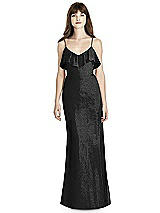 Front View Thumbnail - Black Silver After Six Shimmer Bridesmaid Dress 6780LS