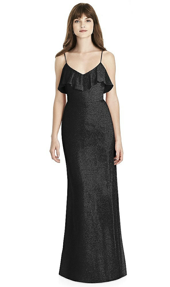 Front View - Black Silver After Six Shimmer Bridesmaid Dress 6780LS