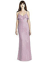 Front View Thumbnail - Suede Rose Silver After Six Shimmer Bridesmaid Dress 6780LS