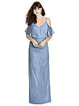 Front View Thumbnail - Cloudy Silver After Six Shimmer Bridesmaid Dress 6781LS