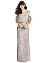 Front View Thumbnail - Taupe Silver After Six Shimmer Bridesmaid Dress 6781LS