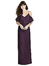 Front View Thumbnail - Aubergine Silver After Six Shimmer Bridesmaid Dress 6781LS