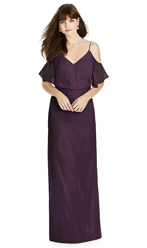 Front View - Aubergine Silver After Six Shimmer Bridesmaid Dress 6781LS