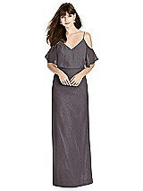 Front View Thumbnail - Stormy Silver After Six Shimmer Bridesmaid Dress 6781LS