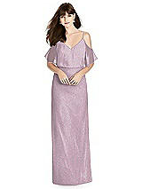 Front View Thumbnail - Suede Rose Silver After Six Shimmer Bridesmaid Dress 6781LS
