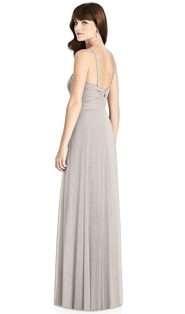 Back View - Taupe Silver After Six Shimmer Bridesmaid Dress 6782LS