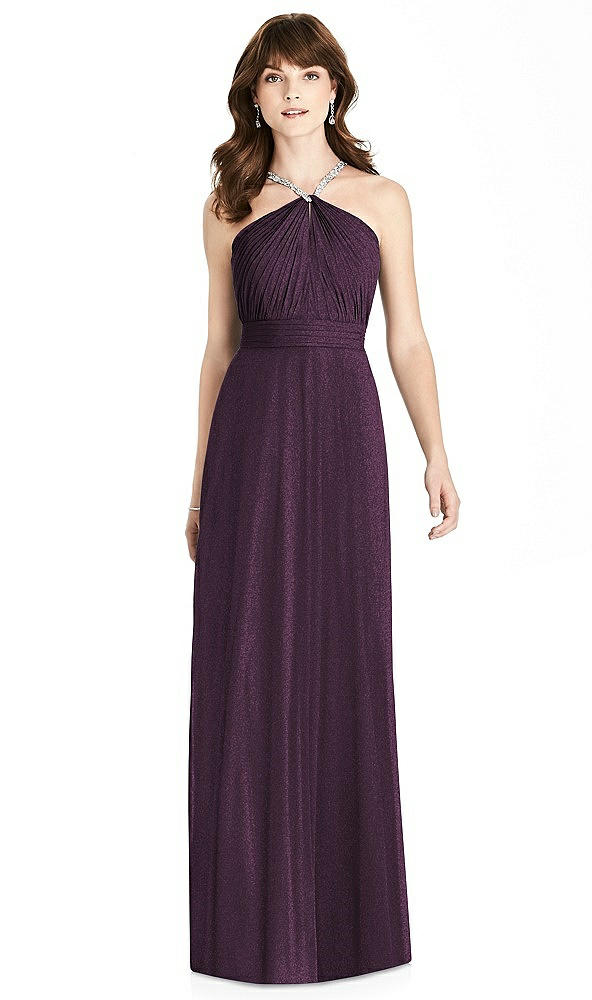 Front View - Aubergine Silver After Six Shimmer Bridesmaid Dress 6782LS
