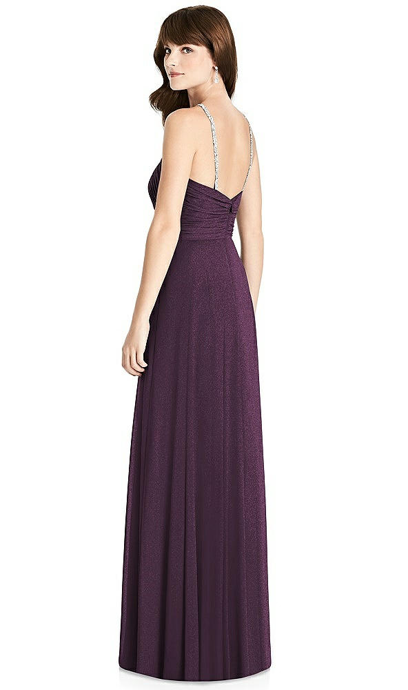 Back View - Aubergine Silver After Six Shimmer Bridesmaid Dress 6782LS