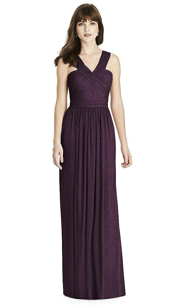 Front View - Aubergine Silver After Six Shimmer Bridesmaid Dress 6785LS