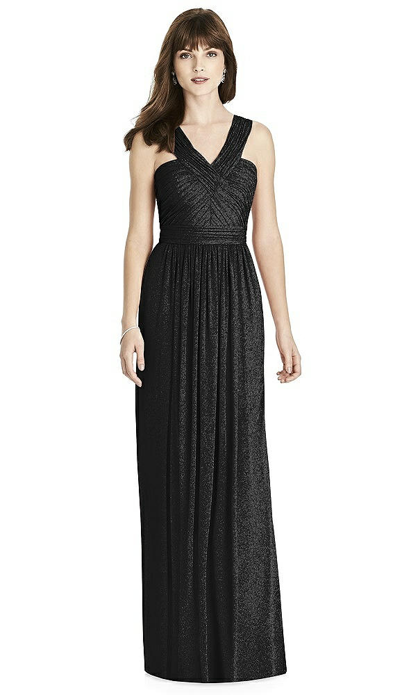 Front View - Black Silver After Six Shimmer Bridesmaid Dress 6785LS
