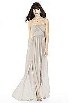 Front View Thumbnail - Taupe Silver After Six Shimmer Bridesmaid Dress 6794LS