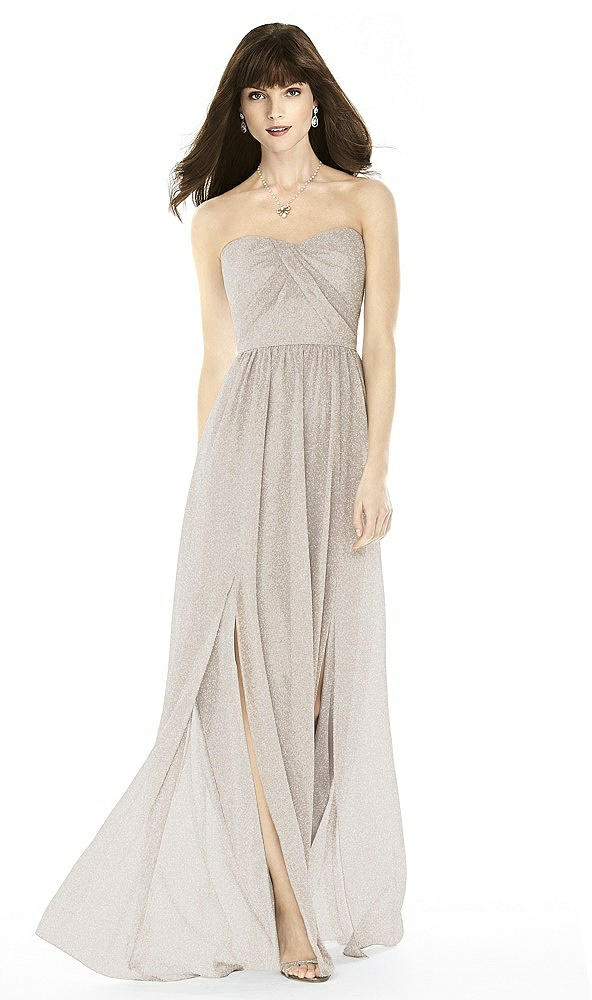 Front View - Taupe Silver After Six Shimmer Bridesmaid Dress 6794LS