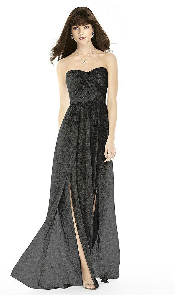 Front View - Black Silver After Six Shimmer Bridesmaid Dress 6794LS