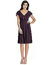 Front View Thumbnail - Aubergine Silver After Six Shimmer Bridesmaid Dress 6796LS