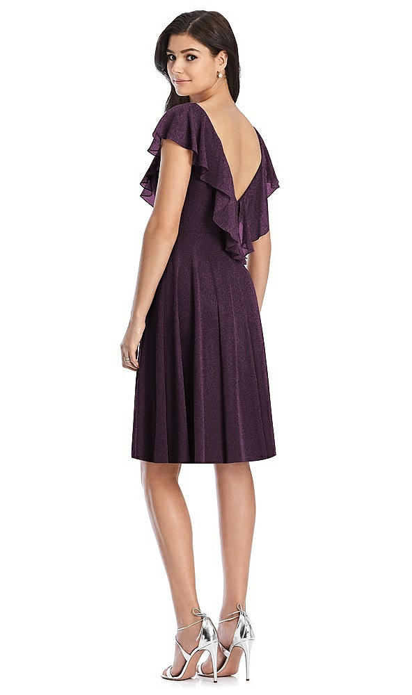 Back View - Aubergine Silver After Six Shimmer Bridesmaid Dress 6796LS