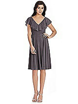 Front View Thumbnail - Stormy Silver After Six Shimmer Bridesmaid Dress 6796LS