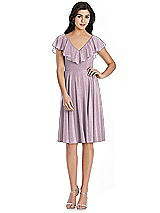 Front View Thumbnail - Suede Rose Silver After Six Shimmer Bridesmaid Dress 6796LS
