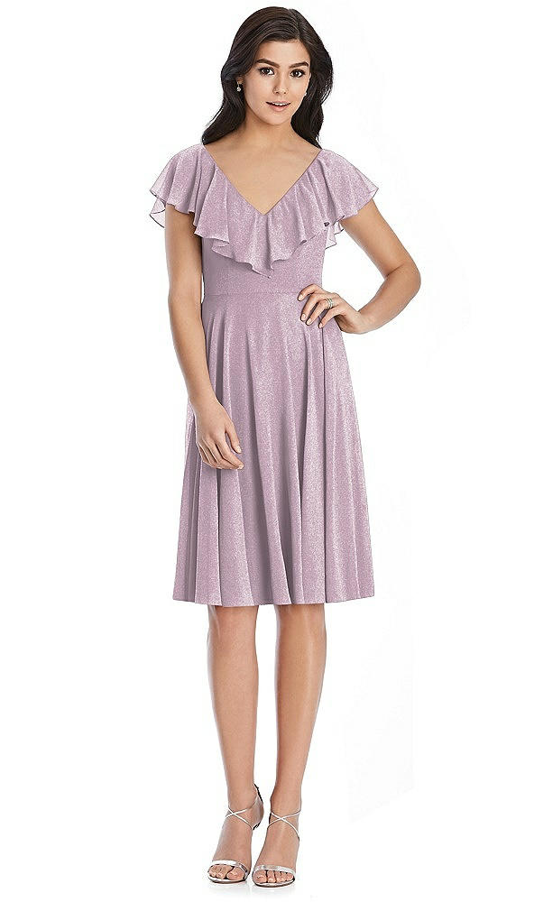 Front View - Suede Rose Silver After Six Shimmer Bridesmaid Dress 6796LS