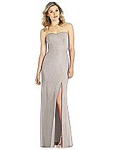Front View Thumbnail - Taupe Silver After Six Shimmer Bridesmaid Dress 6803LS