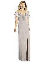 Front View Thumbnail - Taupe Silver After Six Shimmer Bridesmaid Dress 6809LS