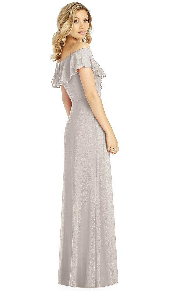 Back View - Taupe Silver After Six Shimmer Bridesmaid Dress 6809LS