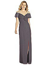 Front View Thumbnail - Stormy Silver After Six Shimmer Bridesmaid Dress 6809LS