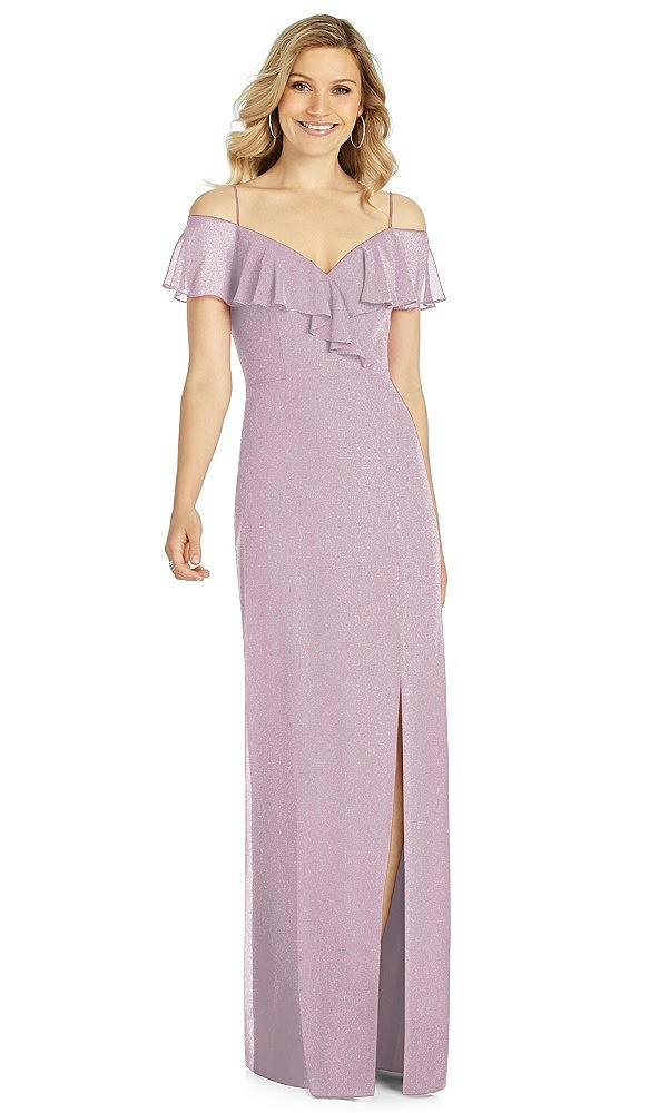 Front View - Suede Rose Silver After Six Shimmer Bridesmaid Dress 6809LS