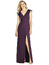 Front View Thumbnail - Aubergine Silver After Six Shimmer Bridesmaid Dress 6810LS